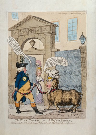 La Visita a Piccadilly, o Una Ricezione Prussiana, pubblicato da Hannah Humphrey nel 1793 da James Gillray